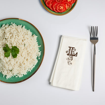 L Monogram Harfi Baskılı Şık Peçete – 33x33cm, Çift Katlı, Premium Selülozik – 20’li Paket