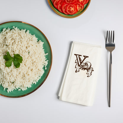 V Monogram Harfi Baskılı Şık Peçete – 33x33 cm, Çift Katlı, 20’li Paket | Özel Tasarım Masa Peçetesi