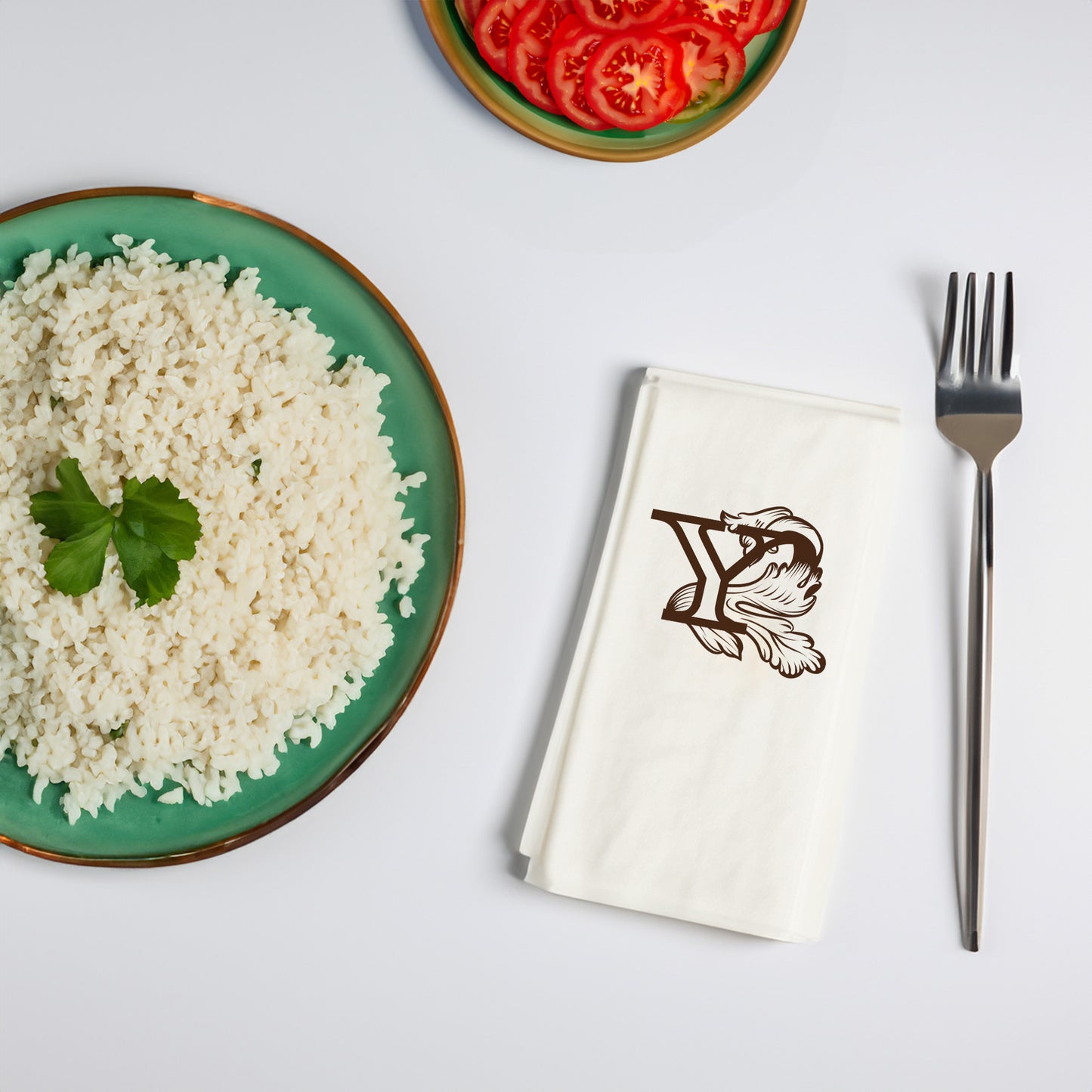 Y Monogram Harfli Desenli Baskılı Peçete – 20’li | 33x33 cm Çift Katlı, Şık Garson Katlama