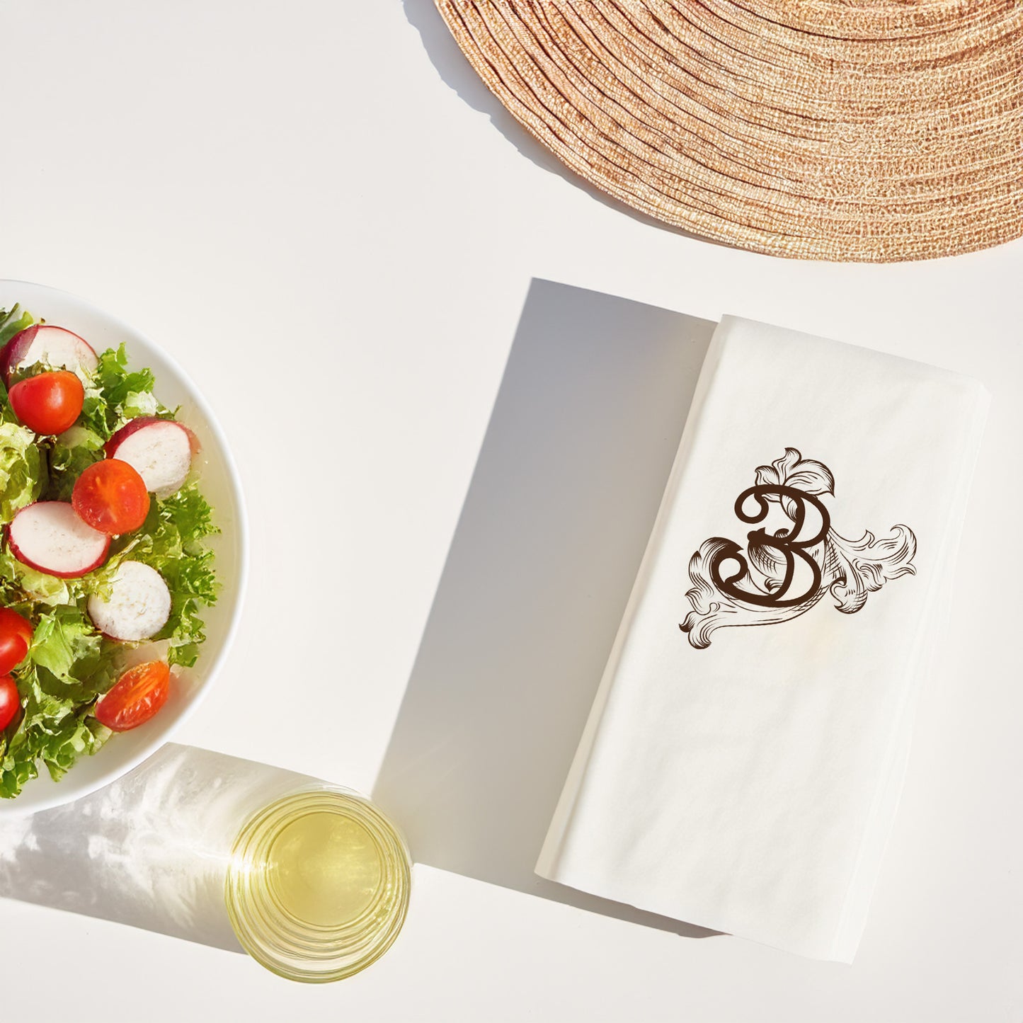 Monogram “3” Desenli Baskılı Peçete – 33x33cm Çift Katlı, 20’li Paket | Şık Masa Dekorasyonu