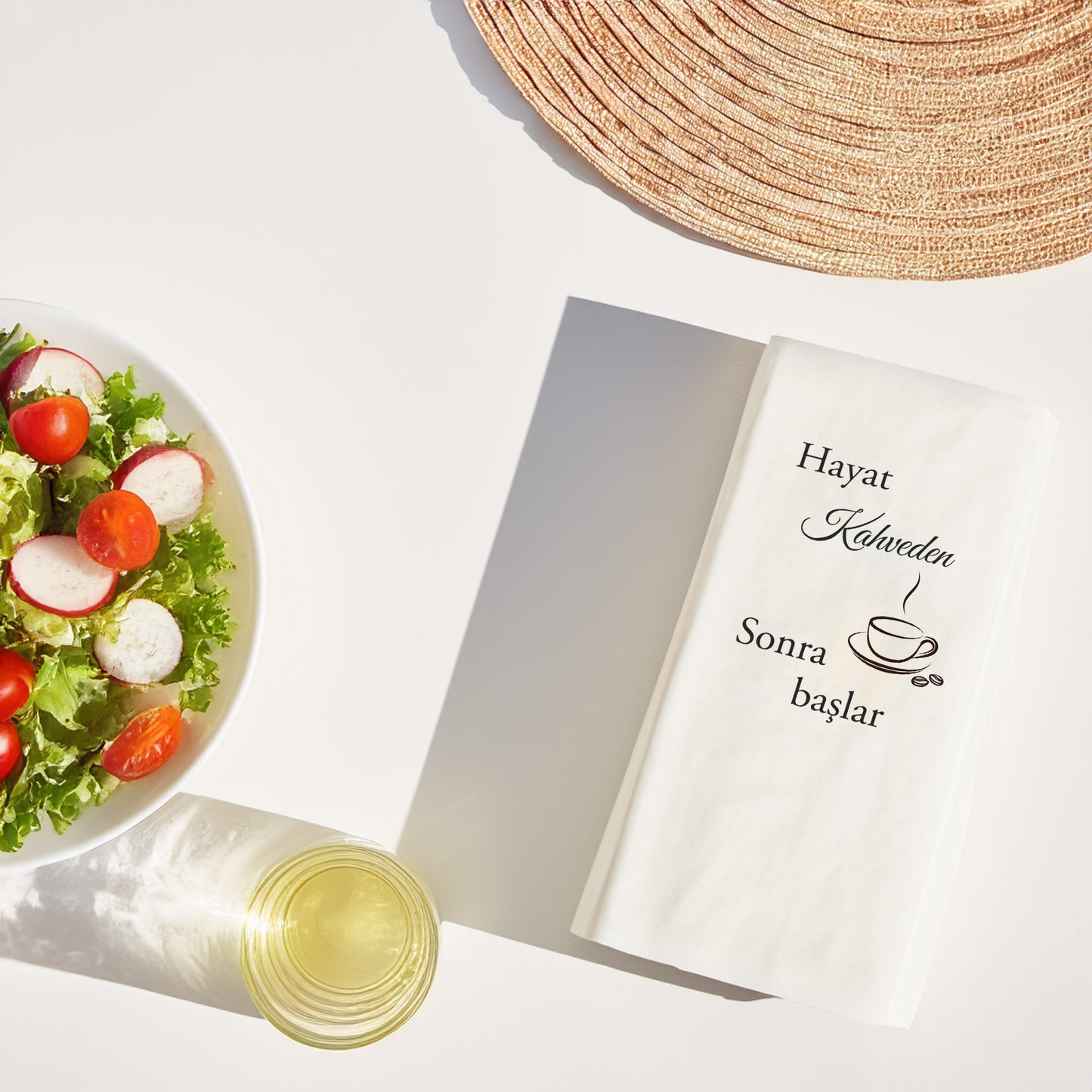 Hayat Kahveden Sonra Başlar Yazılı Baskılı Peçete – Kahve Temalı Peçete 20’li, 33x33 cm