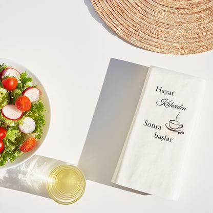 Hayat Kahveden Sonra Başlar Yazılı Baskılı Peçete – Kahve Temalı Peçete 20’li, 33x33 cm