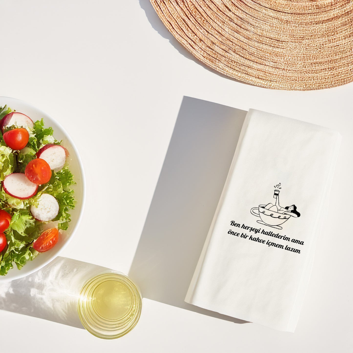 Kahve Desenli Baskılı Peçete – Sade Minimal Kahve Temalı Tasarım