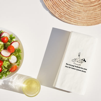 Kahve Desenli Baskılı Peçete – Sade Minimal Kahve Temalı Tasarım