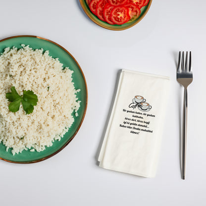 Kahve Desenli Baskılı Peçete – Kalpli Köpük Detaylı Minimal Coffee Tasarım