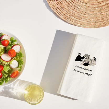 Kahve Sohbeti Temalı Baskılı Peçete – Dostlarla Kahve Keyfi Tasarım