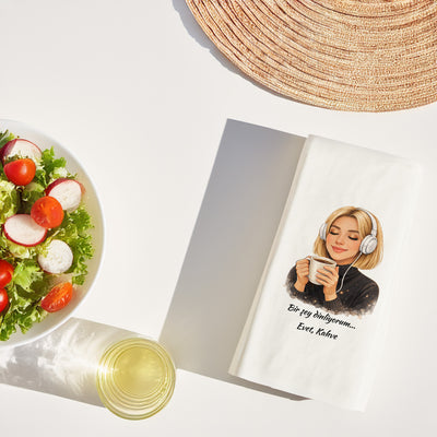 Kahve Keyfi Temalı Baskılı Peçete – Müzik Eşliğinde Kahve Tasarımı