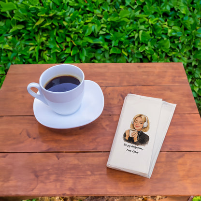 Kahve Keyfi Temalı Baskılı Peçete – Müzik Eşliğinde Kahve Tasarımı