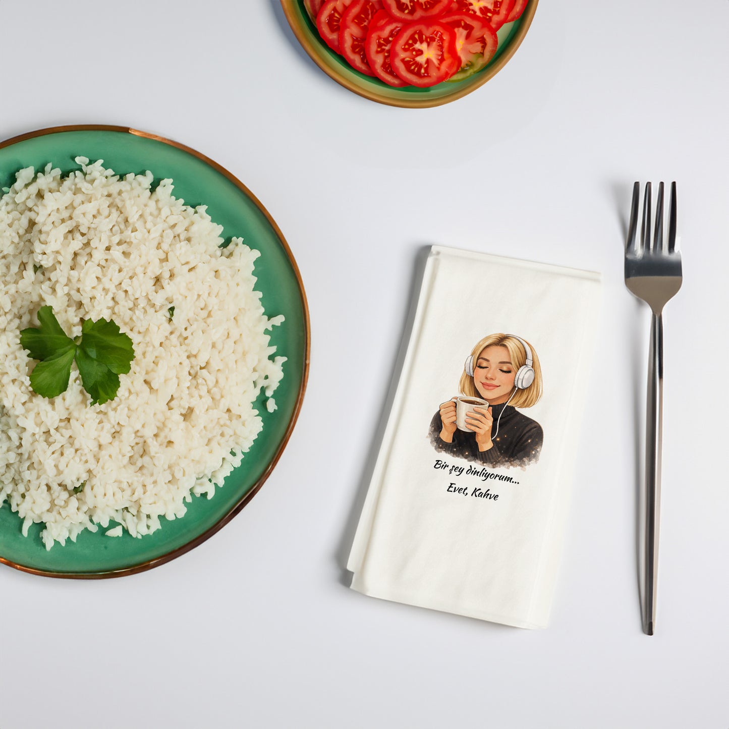 Kahve Keyfi Temalı Baskılı Peçete – Müzik Eşliğinde Kahve Tasarımı