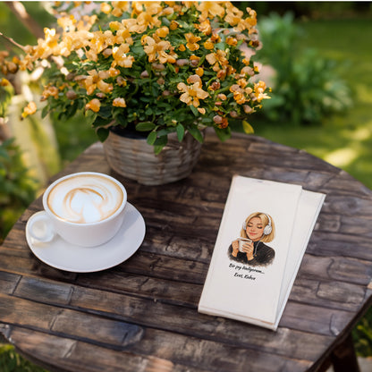 Kahve Keyfi Temalı Baskılı Peçete – Müzik Eşliğinde Kahve Tasarımı