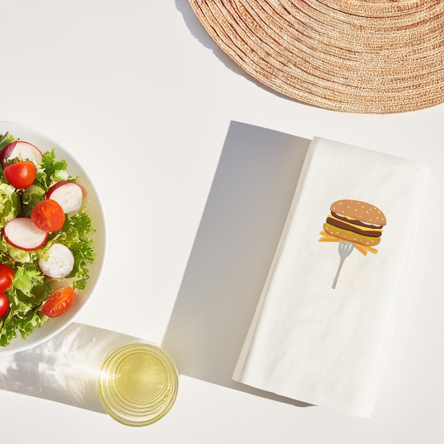 Burger Temalı Baskılı Peçete – 33x33cm Çift Katlı, 20’li Paket | Fast Food & Street Food Sunum Peçetesi