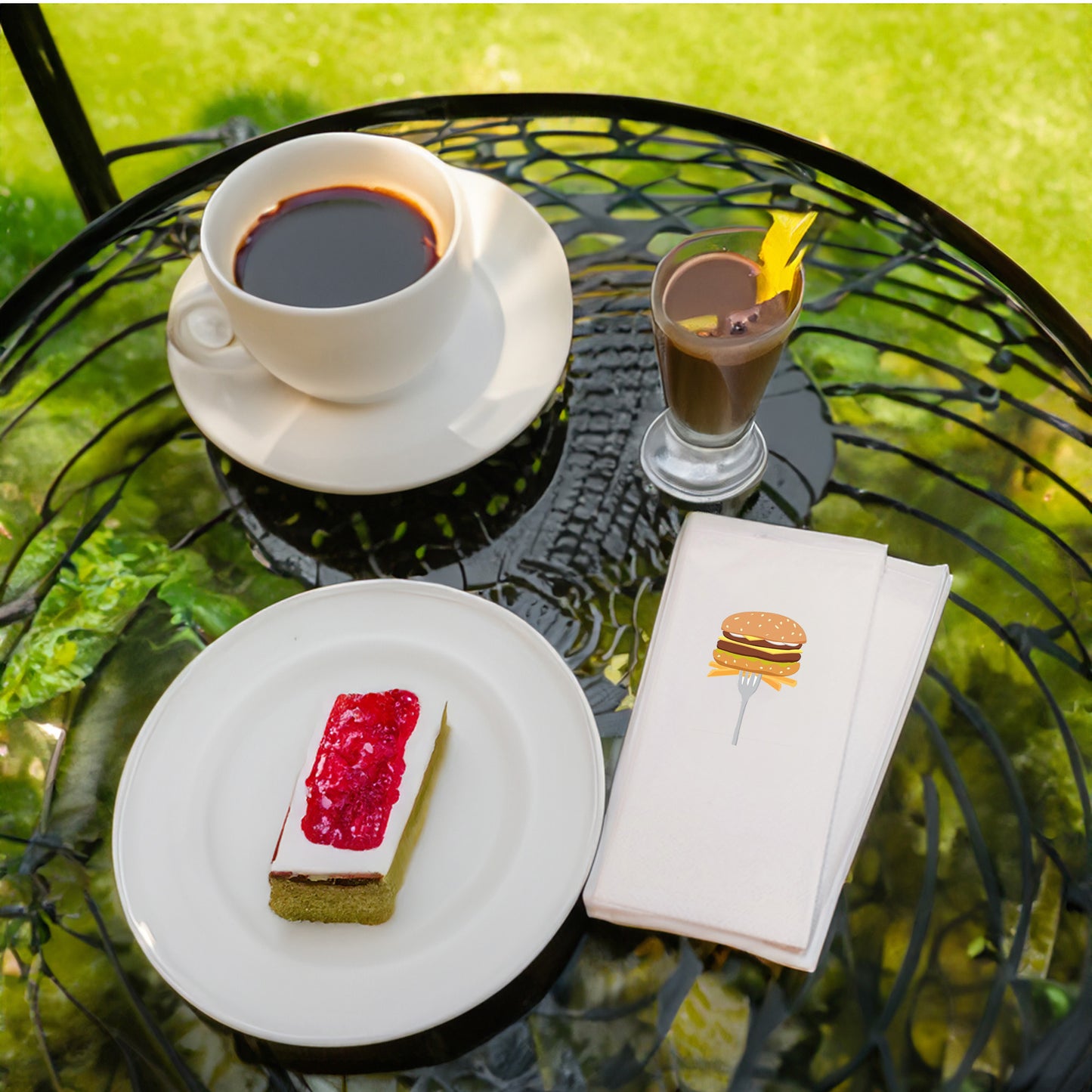 Burger Temalı Baskılı Peçete – 33x33cm Çift Katlı, 20’li Paket | Fast Food & Street Food Sunum Peçetesi