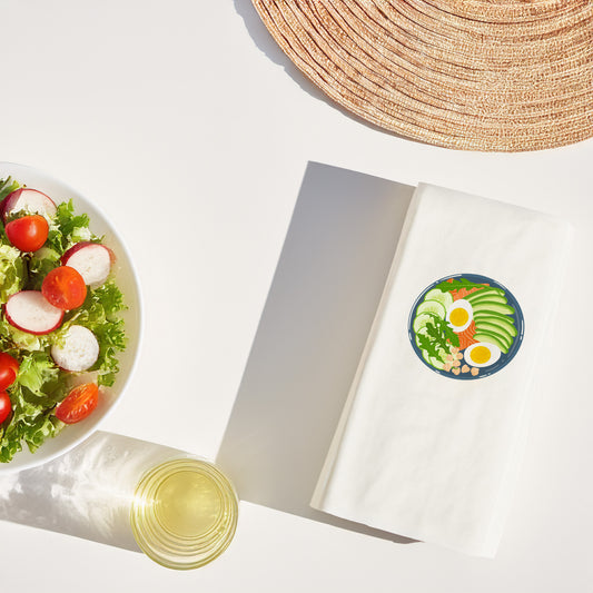 Protein Bowl Temalı Baskılı Peçete – 33x33cm Çift Katlı, 20’li Paket | Healthy Bowl & Fit Menü Sunum Peçetesi