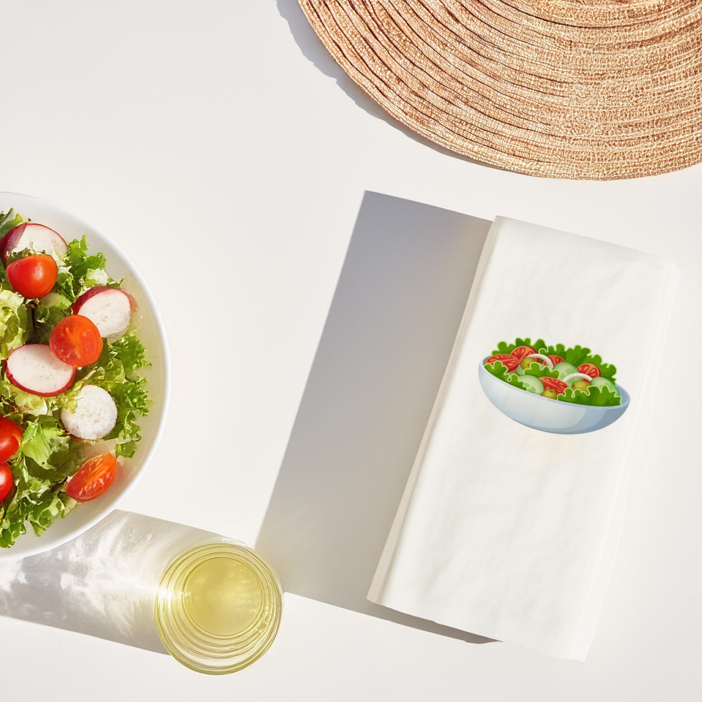 Salata Bowl Temalı Baskılı Peçete – 33x33cm Çift Katlı, 20’li Paket | Fresh Salad & Healthy Food Sunum Peçetesi