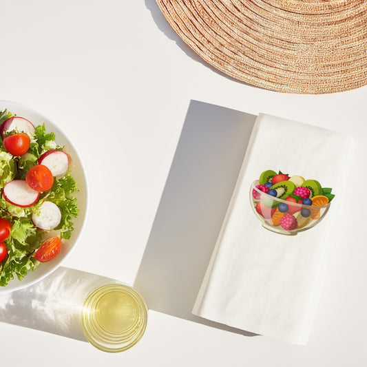 Meyve Kasesi Temalı Baskılı Peçete – 33x33cm Çift Katlı, 20’li Paket | Fruit Bowl & Healthy Food Sunum Peçetesi