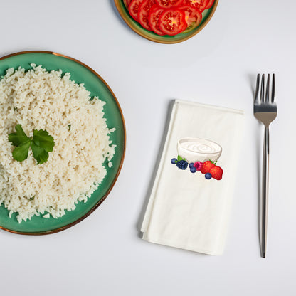 Yoğurt & Berry Bowl Temalı Baskılı Peçete – 33x33cm Çift Katlı, 20’li Paket | Healthy Breakfast Sunum Peçetesi