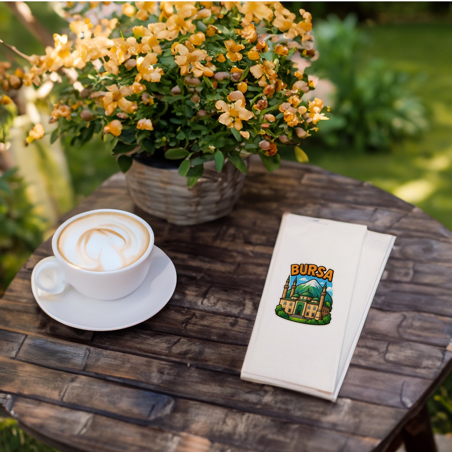 Bursa Şehir Desenli Baskılı Peçete | Ulucami Motifli Özel Tasarım Sofra Peçetesi