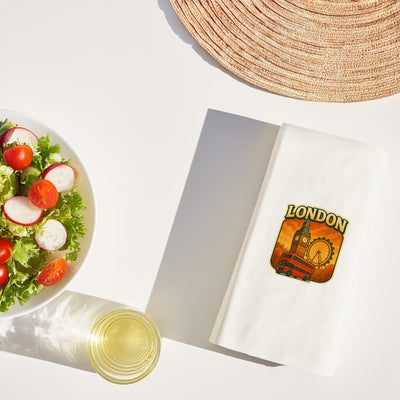 London Şehir Desenli Baskılı Peçete | Big Ben ve Kırmızı Otobüs Temalı Sofra Peçetesi