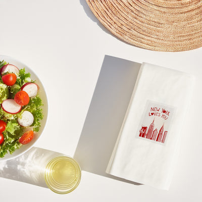 New York Şehir Desenli Baskılı Peçete | New York Loves You Yazılı Sofra Peçetesi