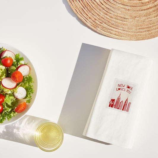 New York Şehir Desenli Baskılı Peçete | New York Loves You Yazılı Sofra Peçetesi
