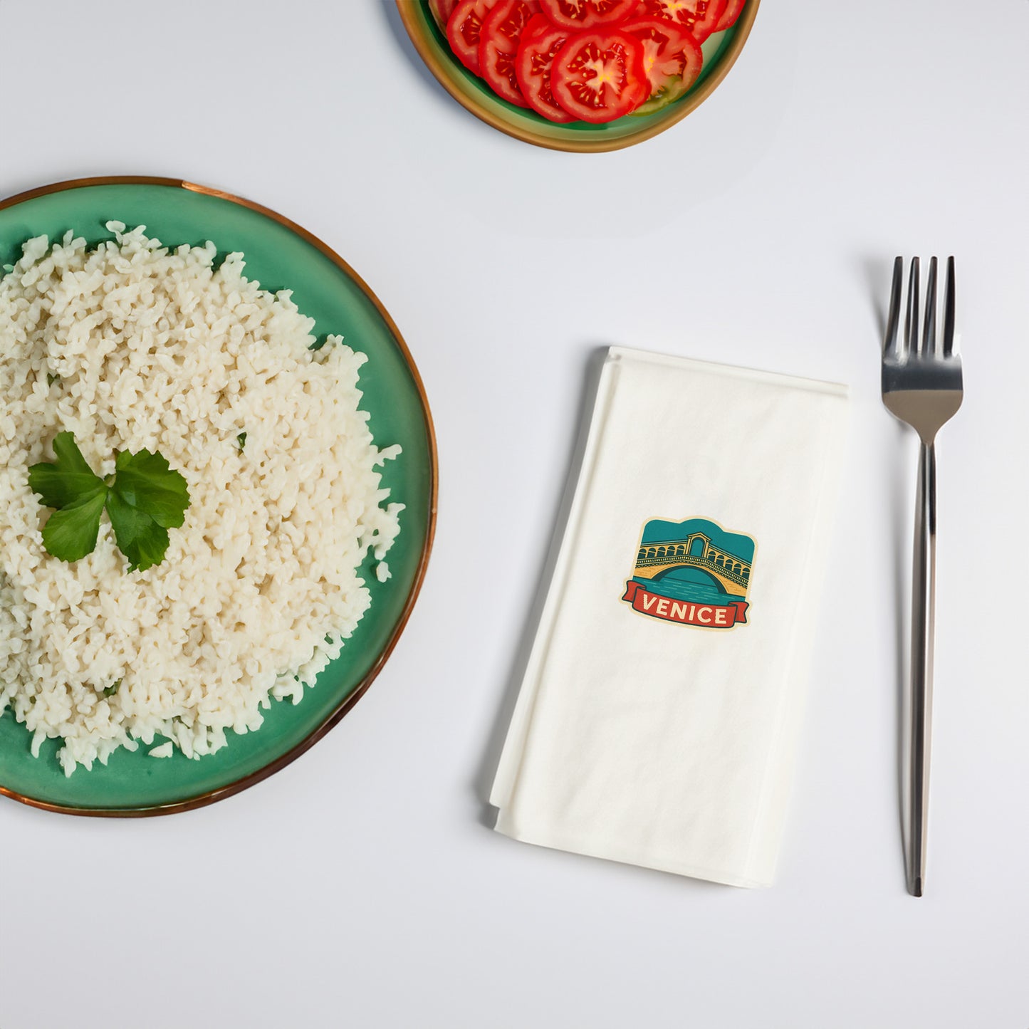 Venice Şehir Desenli Baskılı Peçete | Venedik Köprü Temalı Sofra Peçetesi