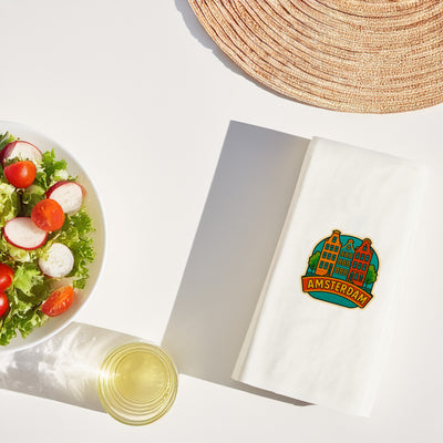 Amsterdam Şehir Desenli Baskılı Peçete | Kanal Evleri Temalı Sofra Peçetesi