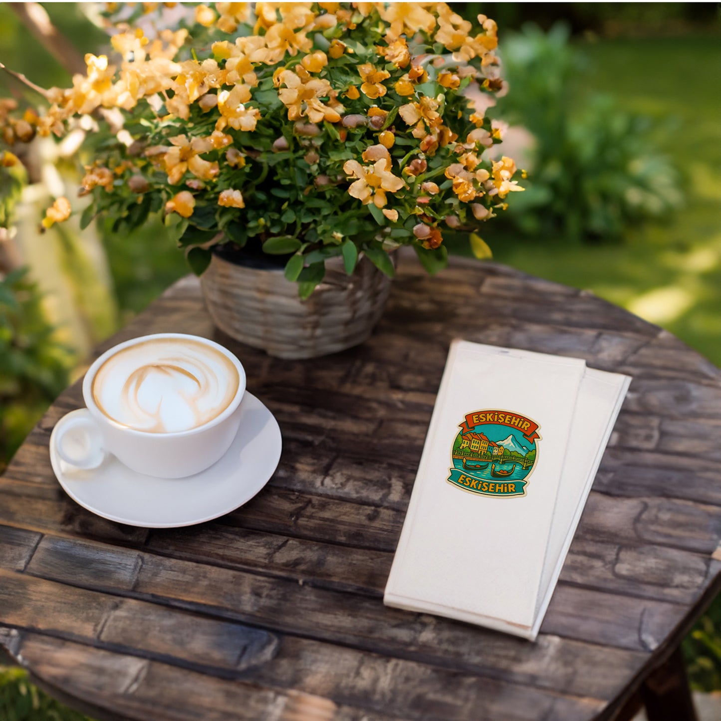 Eskişehir Şehir Desenli Baskılı Peçete | Porsuk Çayı ve Gondol Temalı Peçete