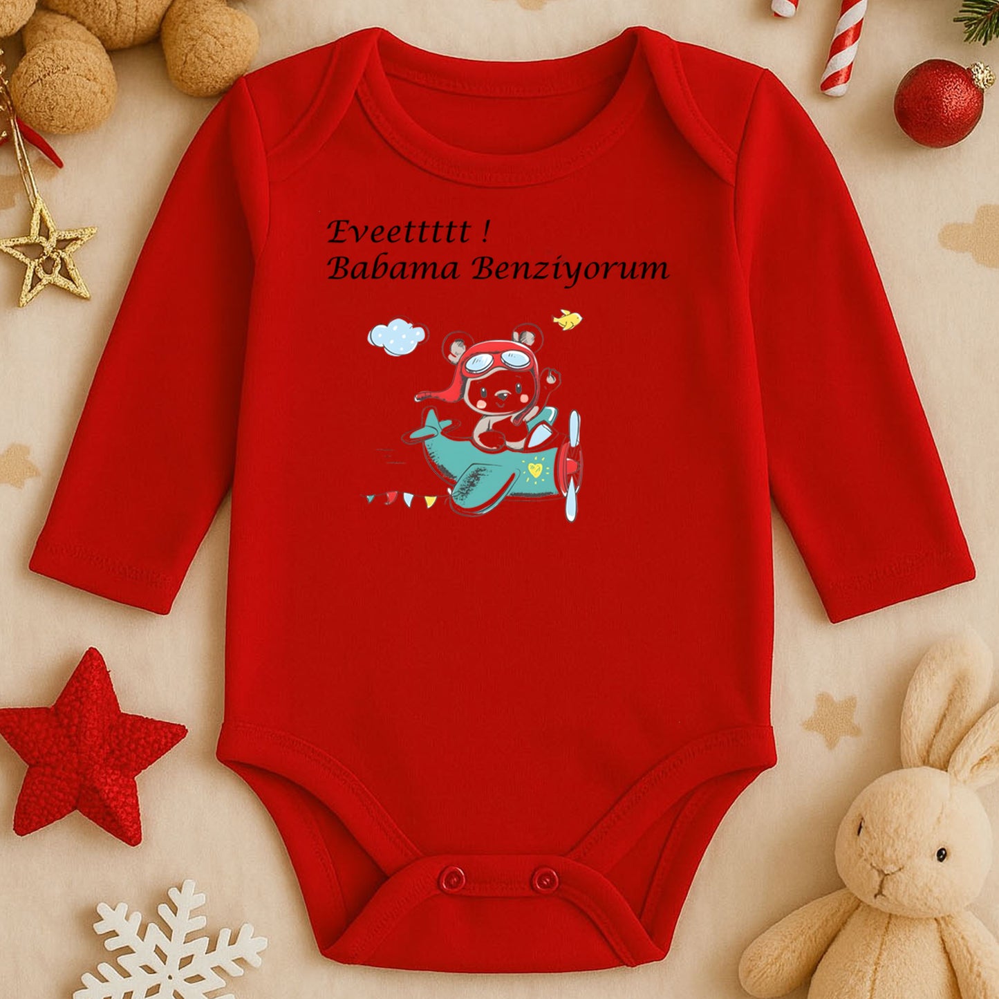 Kişiye Özel Bebek Zıbını – Pilot Ayıcık Tasarım | 1–36 Ay