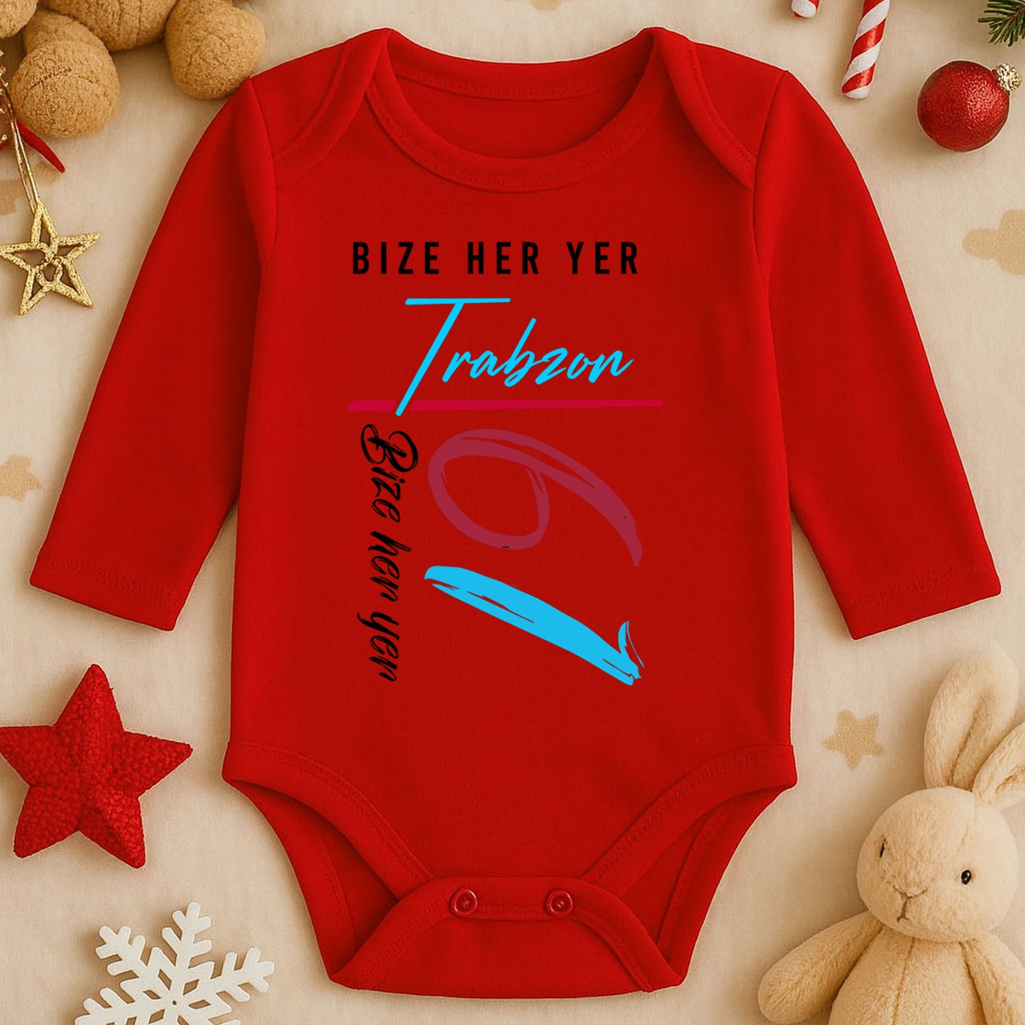 Kişiye Özel Bebek Zıbını – Trabzon Bordo Mavi Tasarım | 1–36 Ay