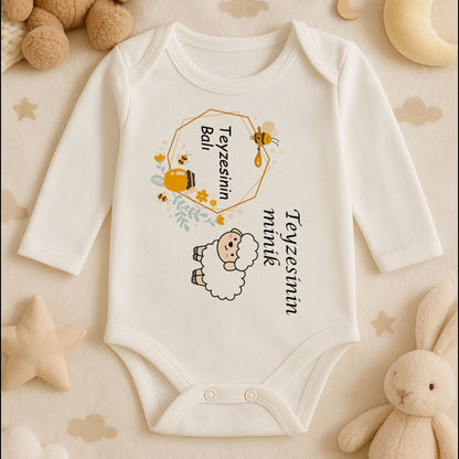 Kişiye Özel Bebek Zıbını – Bal Arısı & Kuzucuk Tasarım | 1–24 Ay