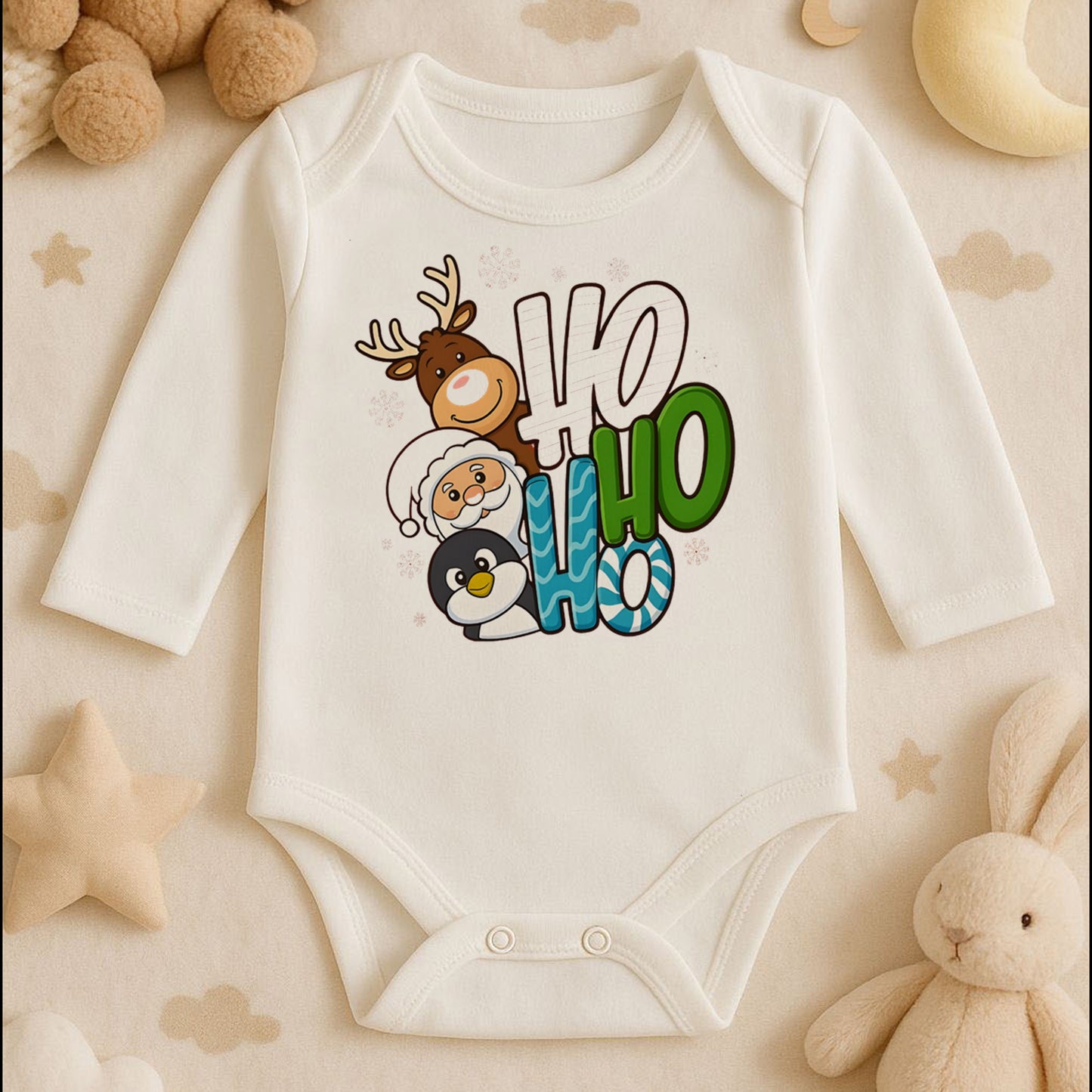 Kişiye Özel Bebek Zıbını – Ho Ho Ho Noel Tasarım | 1–36 Ay