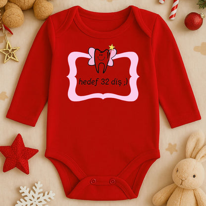 Kişiye Özel Bebek Zıbını – “Hedef 32 Diş” Diş Perisi Tasarım | 1–36 Ay