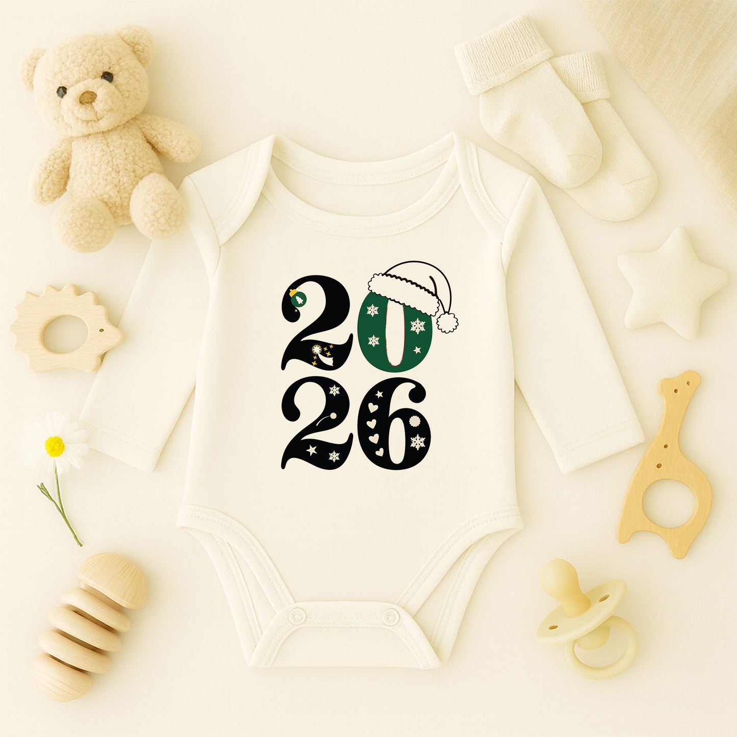 Kişiye Özel Bebek Zıbını – 2026 Yılbaşı Tasarımı | 1–36 Ay