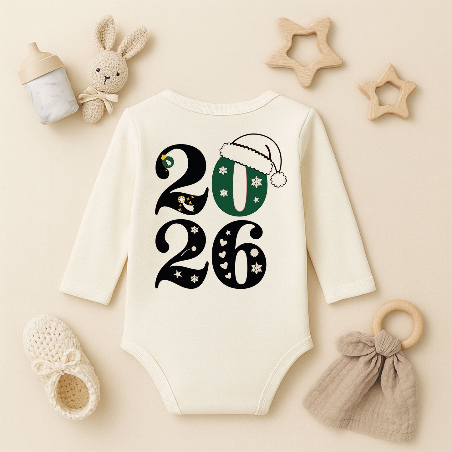 Kişiye Özel Bebek Zıbını – 2026 Yılbaşı Tasarımı | 1–36 Ay