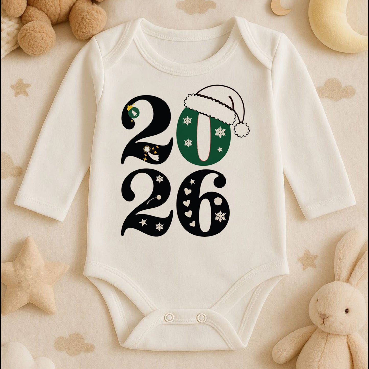 Kişiye Özel Bebek Zıbını – 2026 Yılbaşı Tasarımı | 1–36 Ay