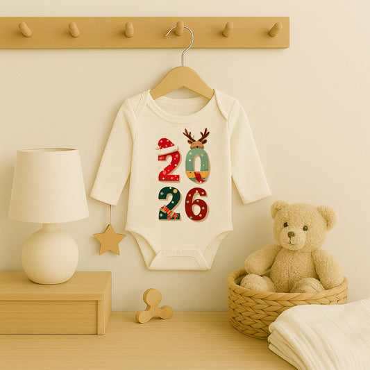 Kişiye Özel Bebek Zıbını – 2026 Noel Rakam Tasarımı | 1–36 Ay