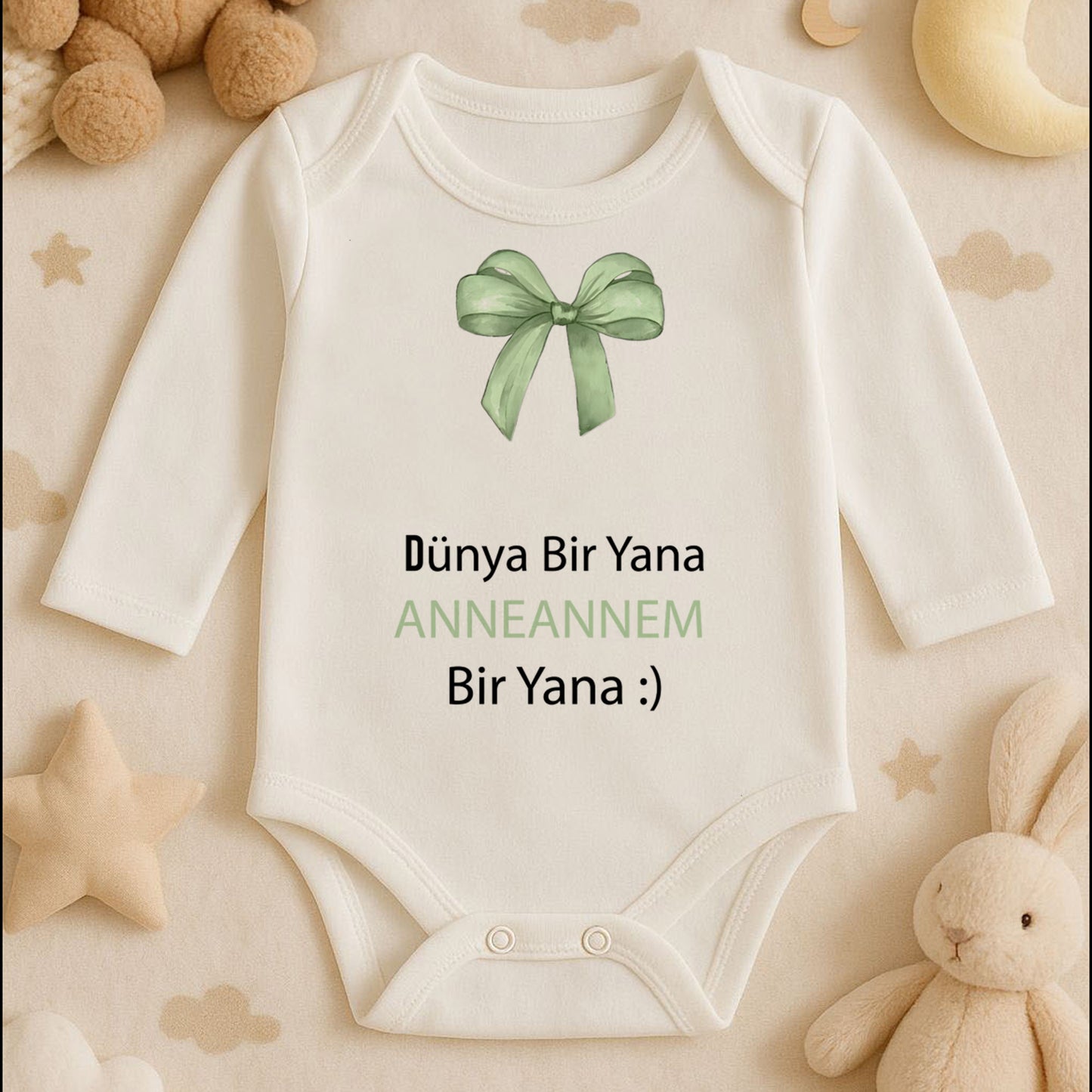 Kişiye Özel Bebek Zıbını – Anneannem Tasarım Mint Fiyonk | 1–36 Ay