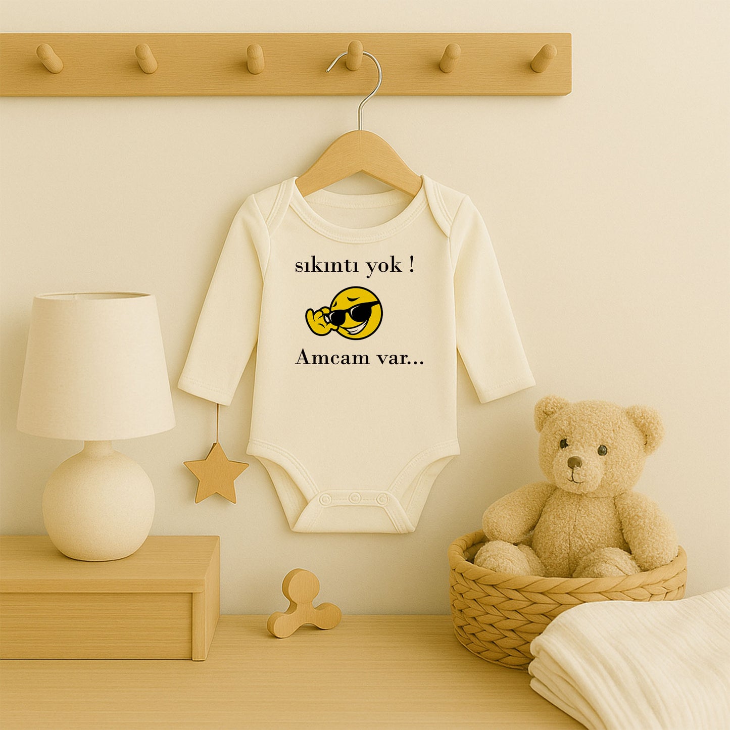 Kişiye Özel Bebek Zıbını – Sıkıntı Yok! Amcam Var Tasarım | 1–36 Ay