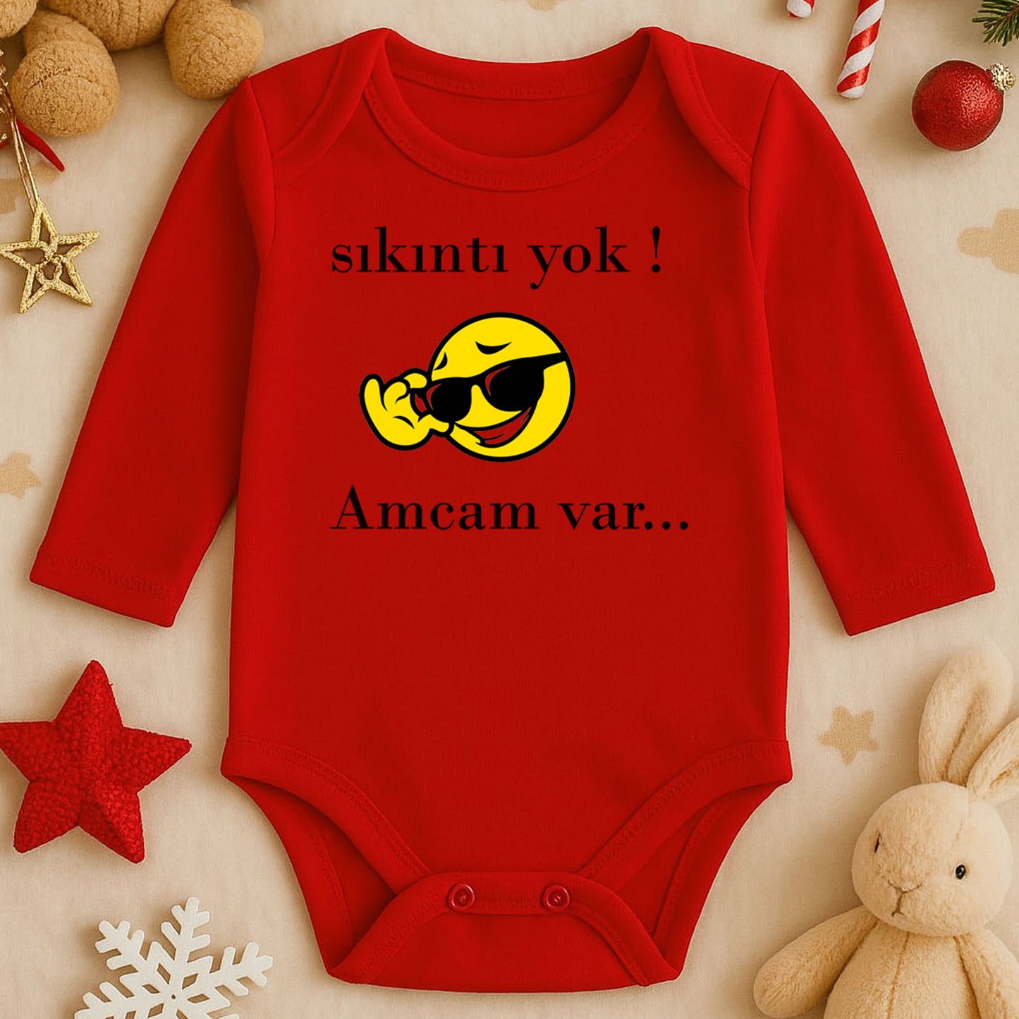 Kişiye Özel Bebek Zıbını – Sıkıntı Yok! Amcam Var Tasarım | 1–36 Ay