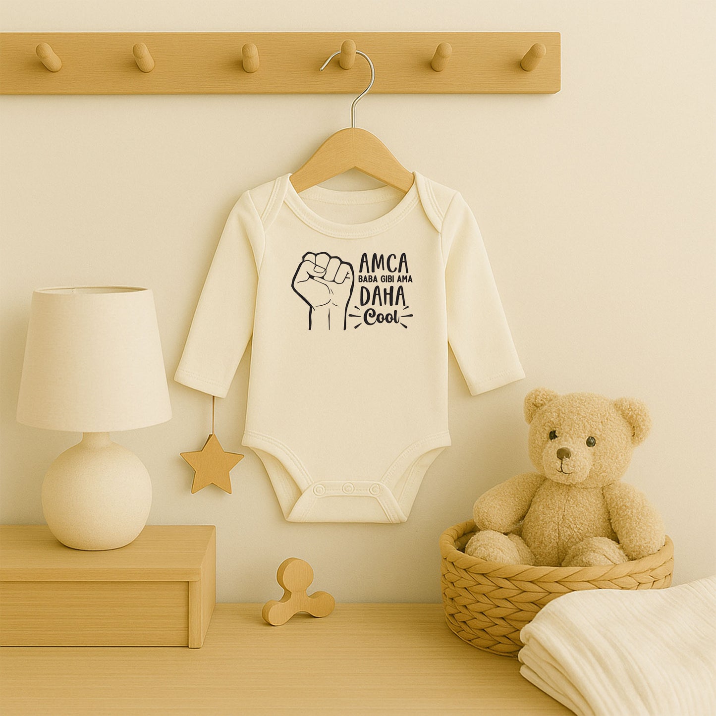 Kişiye Özel Bebek Zıbını – Amca Baba Gibi Ama Daha Cool | 1–36 Ay