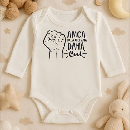 Kişiye Özel Bebek Zıbını – Amca Baba Gibi Ama Daha Cool | 1–36 Ay