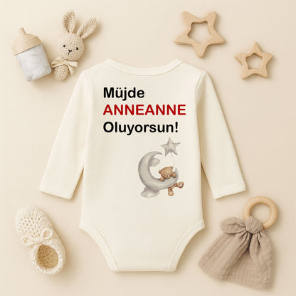 Kişiye Özel Bebek Zıbını – Anneanne Tasarım Ayıcık & Ay | 1–36 Ay
