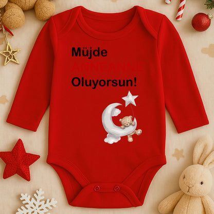 Kişiye Özel Bebek Zıbını – Anneanne Tasarım Ayıcık & Ay | 1–36 Ay