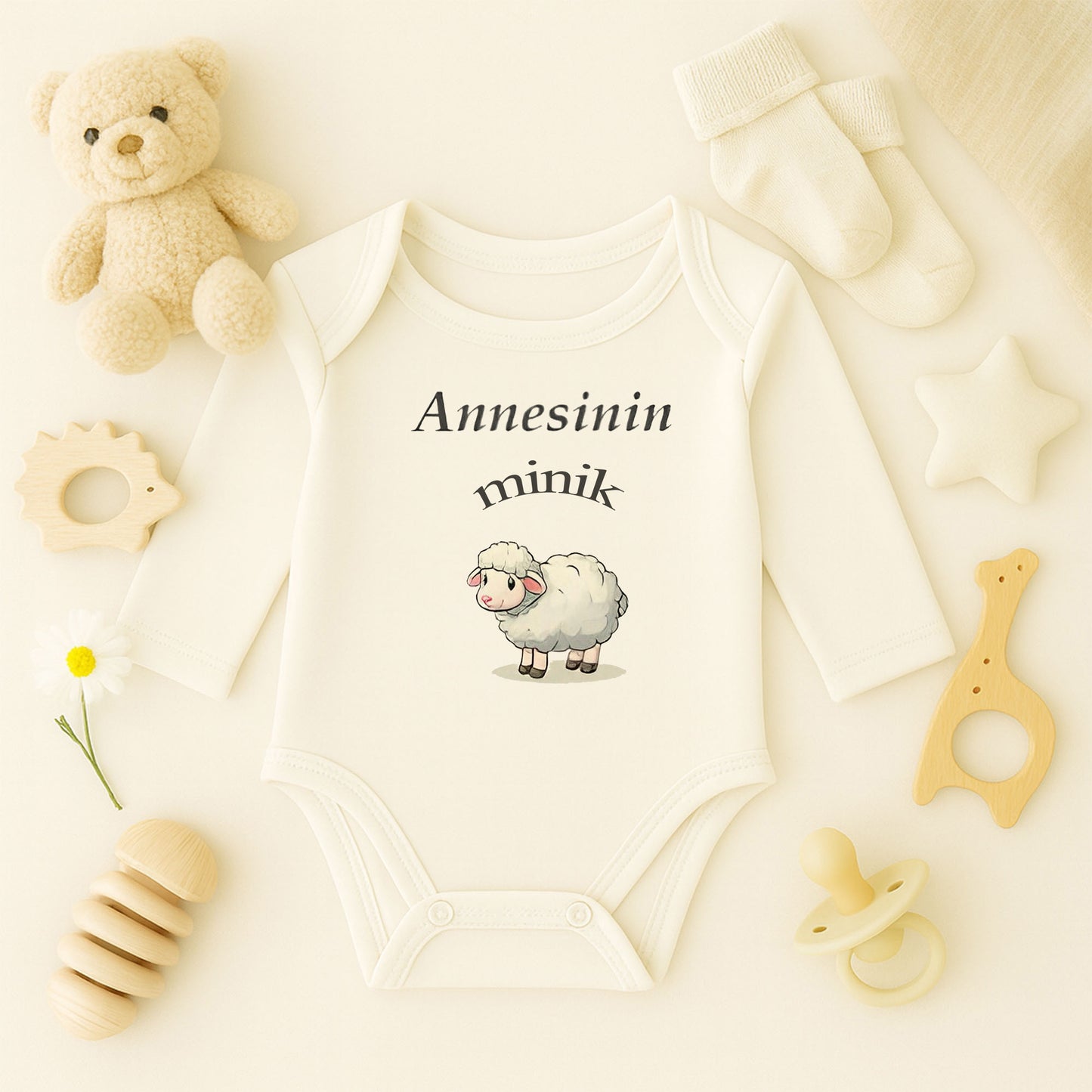 Kişiye Özel Bebek Zıbını – Annesinin Minik Kuzusu Tasarım | 1–36 Ay