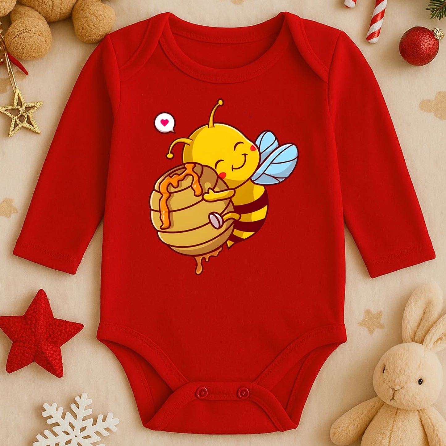 Kişiye Özel Bebek Zıbını – Mutlu Arı & Bal Peteği Tasarım | 1–36 Ay