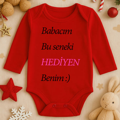 Hediyen Benden Bebek Zıbın – Eğlenceli Pembe Yazılı Tasarım | 1–36 Ay | Kız & Unisex