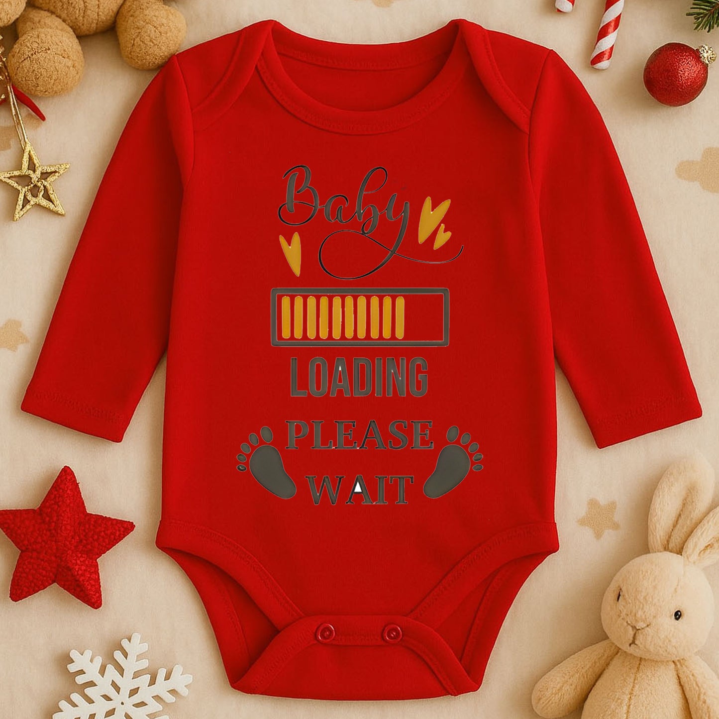 Baby Loading Please Wait Baskılı Bebek Zıbını – 1–36 Ay |Hassas Cilt Dostu