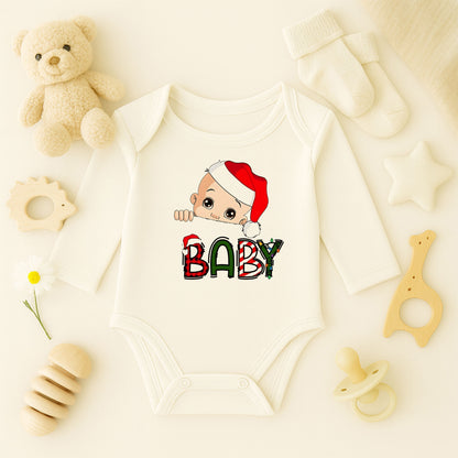 Yılbaşı Şapkalı Bebek Temalı Kişiye Özel Zıbın – 1–36 Ay | Yeni Yıl Baby Tasarımı,