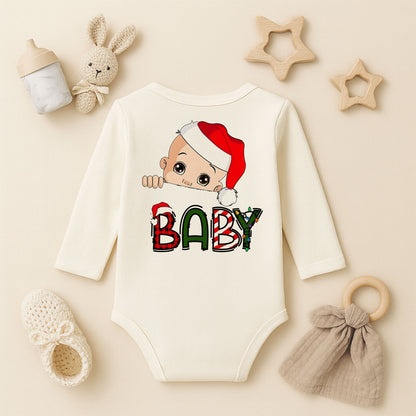 Yılbaşı Şapkalı Bebek Temalı Kişiye Özel Zıbın – 1–36 Ay | Yeni Yıl Baby Tasarımı,