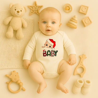 Yılbaşı Şapkalı Bebek Temalı Kişiye Özel Zıbın – 1–36 Ay | Yeni Yıl Baby Tasarımı,